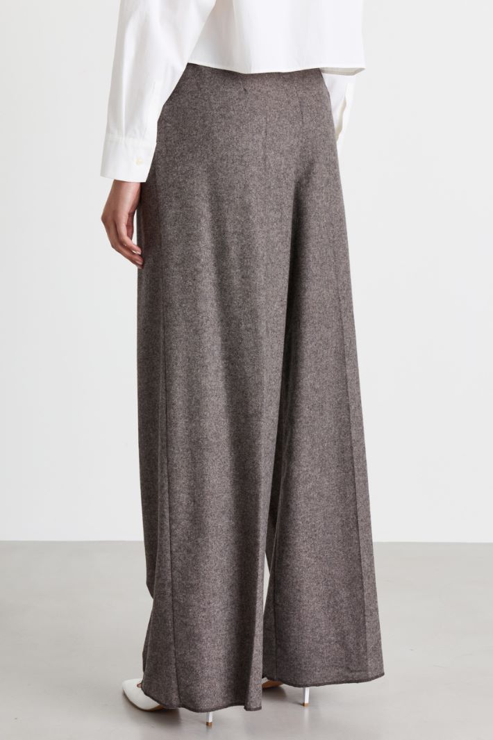 Wide-leg flannel trousers - BROWN - Intrend - 4