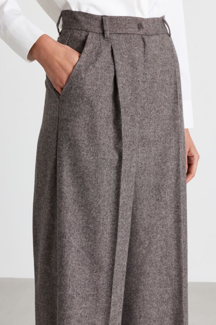 Wide-leg flannel trousers - BROWN - Intrend - 3