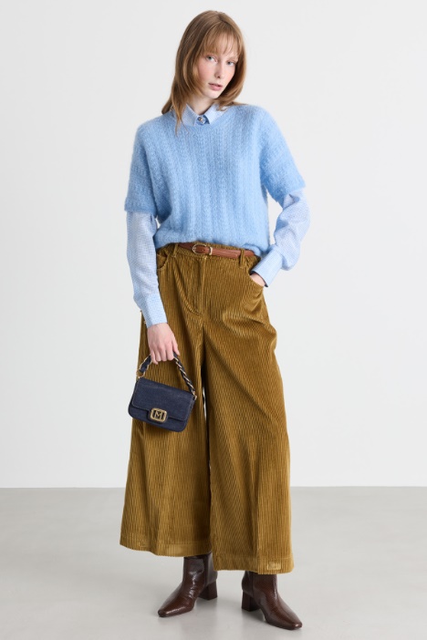 Pantalone crop in velluto - Intrend