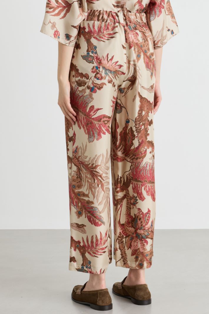 Wide-leg twill trousers - BEIGE - Intrend - 4