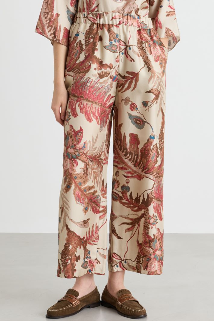 Wide-leg twill trousers - BEIGE - Intrend - 2