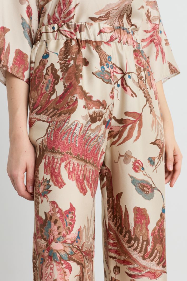 Wide-leg twill trousers - BEIGE - Intrend - 3