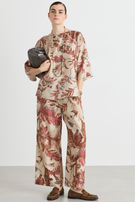 Wide-leg twill trousers - Intrend
