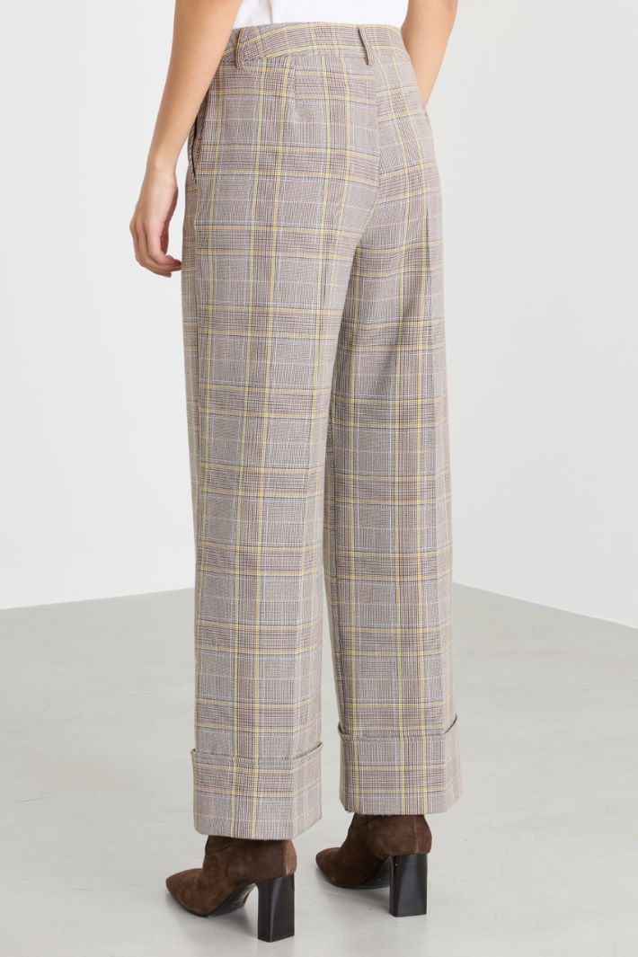 Stretch gabardine trousers - BROWN YELLOW - Intrend - 4