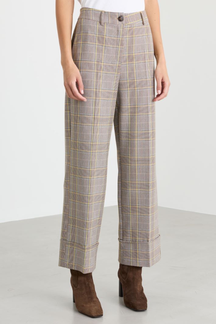 Stretch gabardine trousers - BROWN YELLOW - Intrend - 2