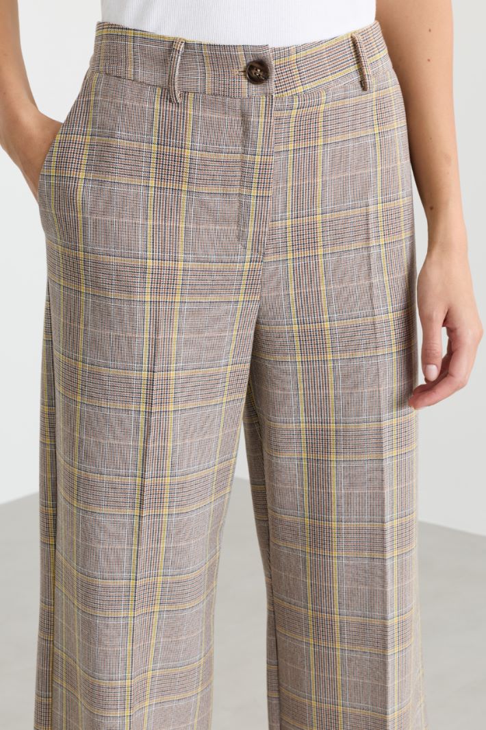 Stretch gabardine trousers - BROWN YELLOW - Intrend - 3
