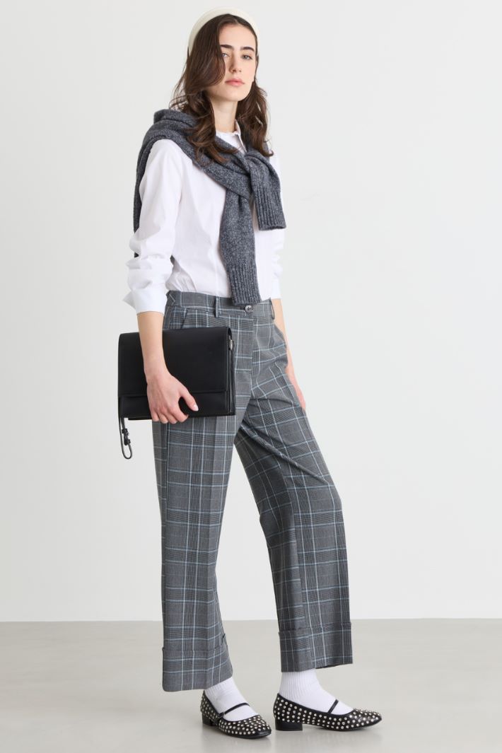 Stretch gabardine trousers - GREY LIGHT BLUE - Intrend