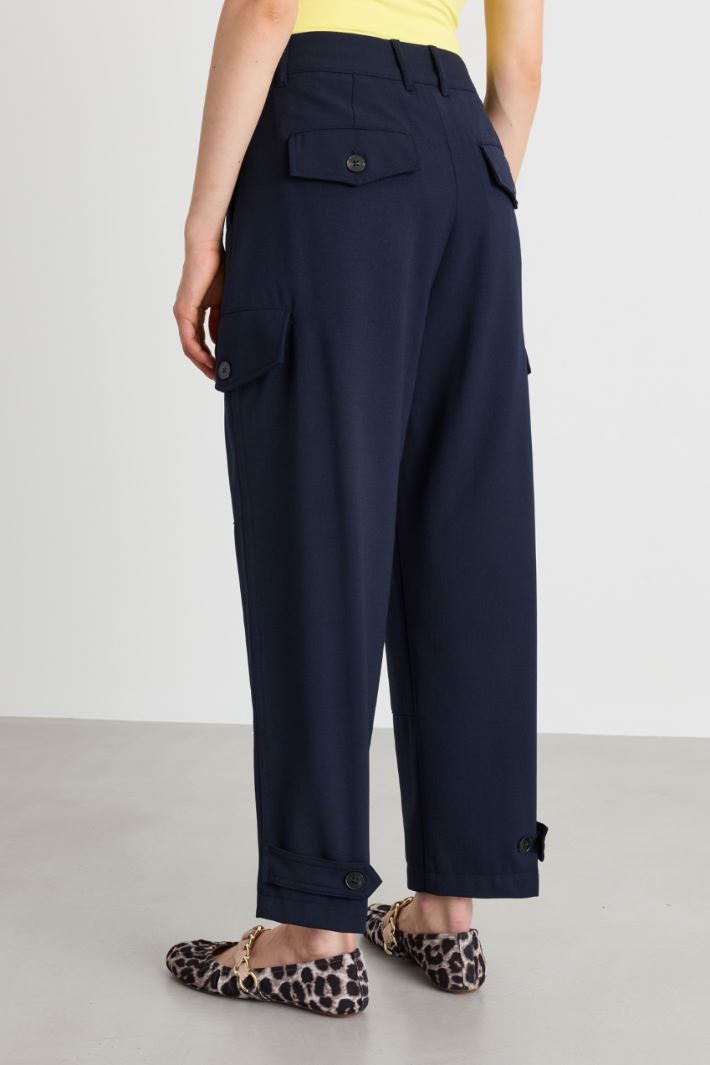 Pantalone cargo in gabardina - BLU - Intrend - 4