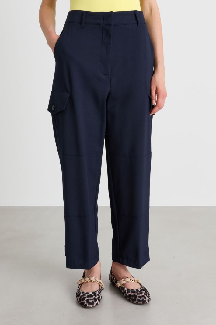 Pantalone cargo in gabardina - BLU - Intrend - 2