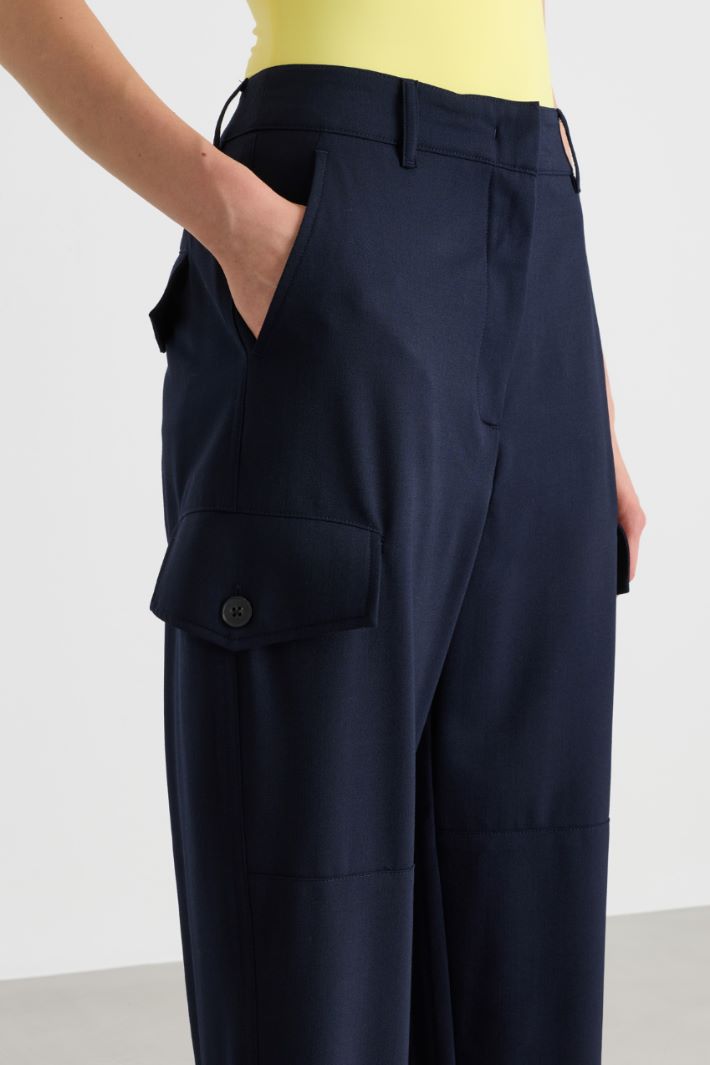 Pantalone cargo in gabardina - BLU - Intrend - 3