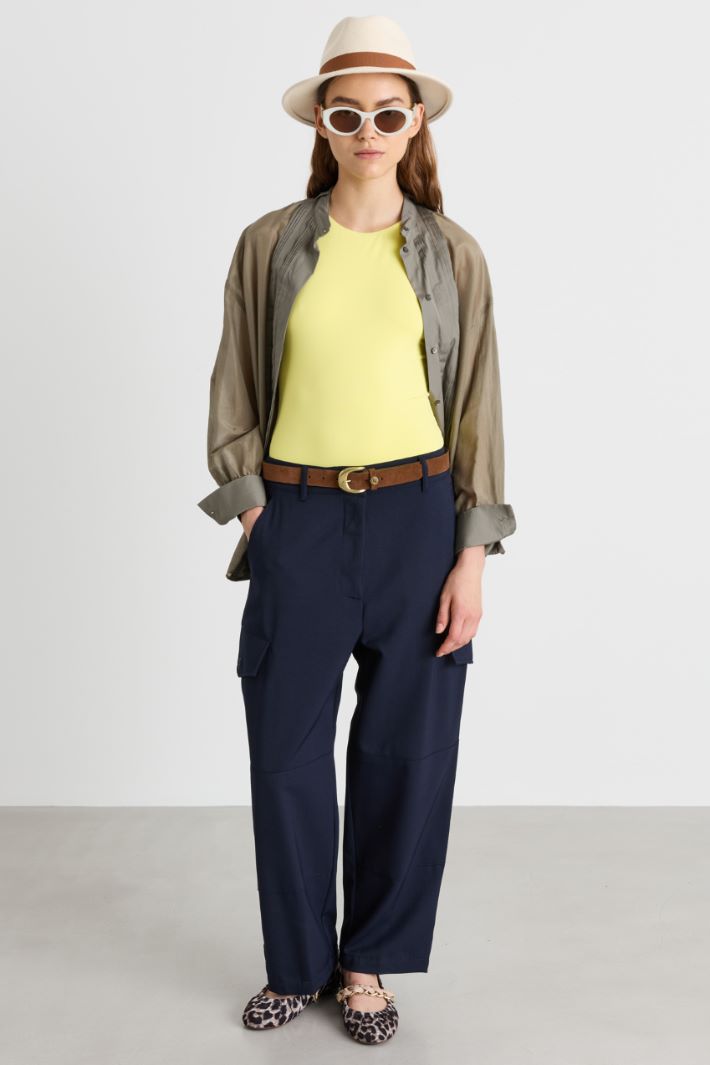 Pantalone cargo in gabardina - BLU - Intrend
