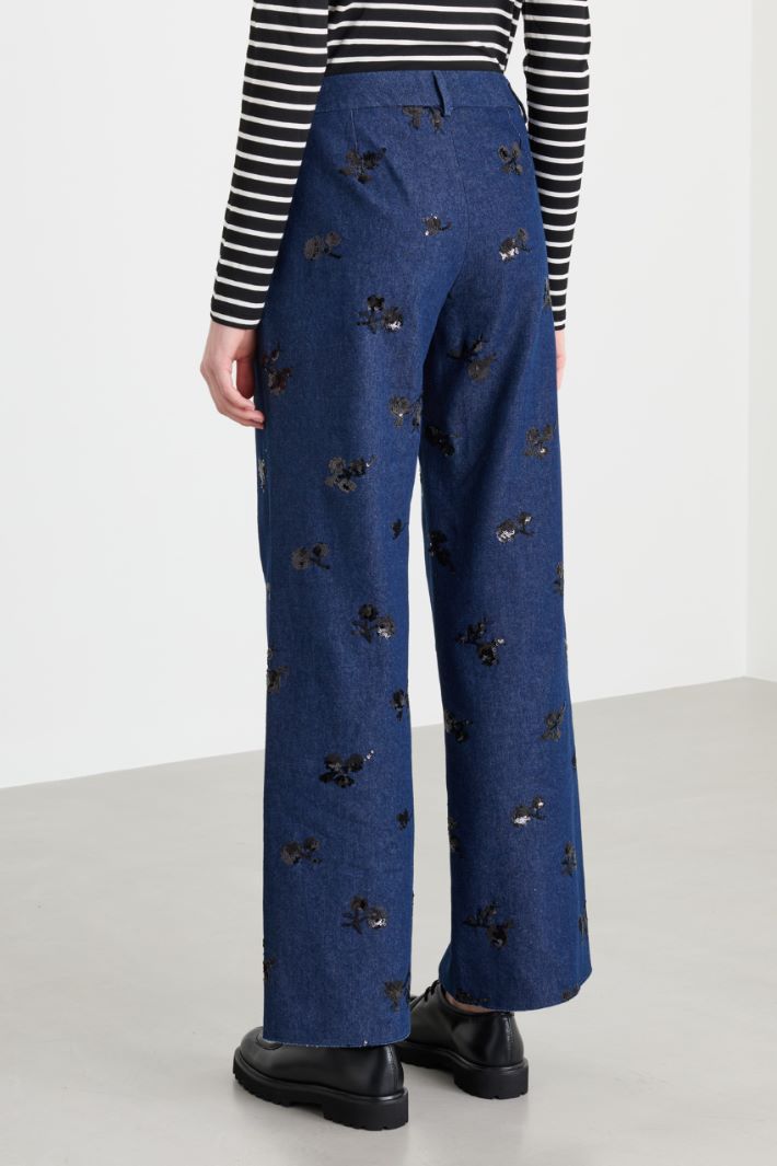 Embroidered jeans - BLUE - Intrend - 4