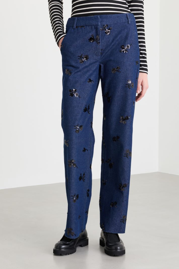 Embroidered jeans - BLUE - Intrend - 2