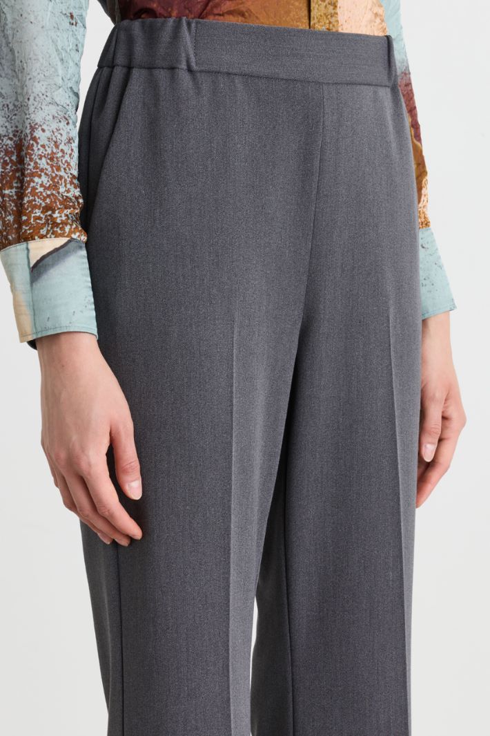Flared Gabardine Trousers with Turn-Ups - GREY - Intrend - 3