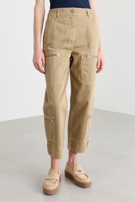 Pantalone cargo ampio in raso di cotone