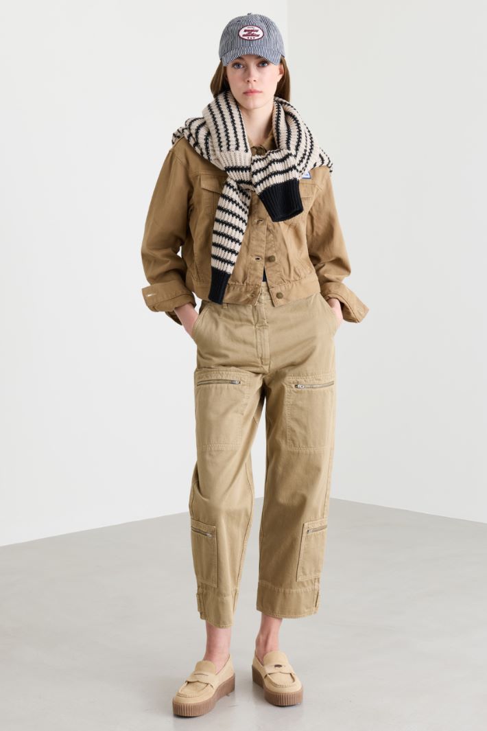 Wide-leg cargo trousers - CAMEL - Intrend