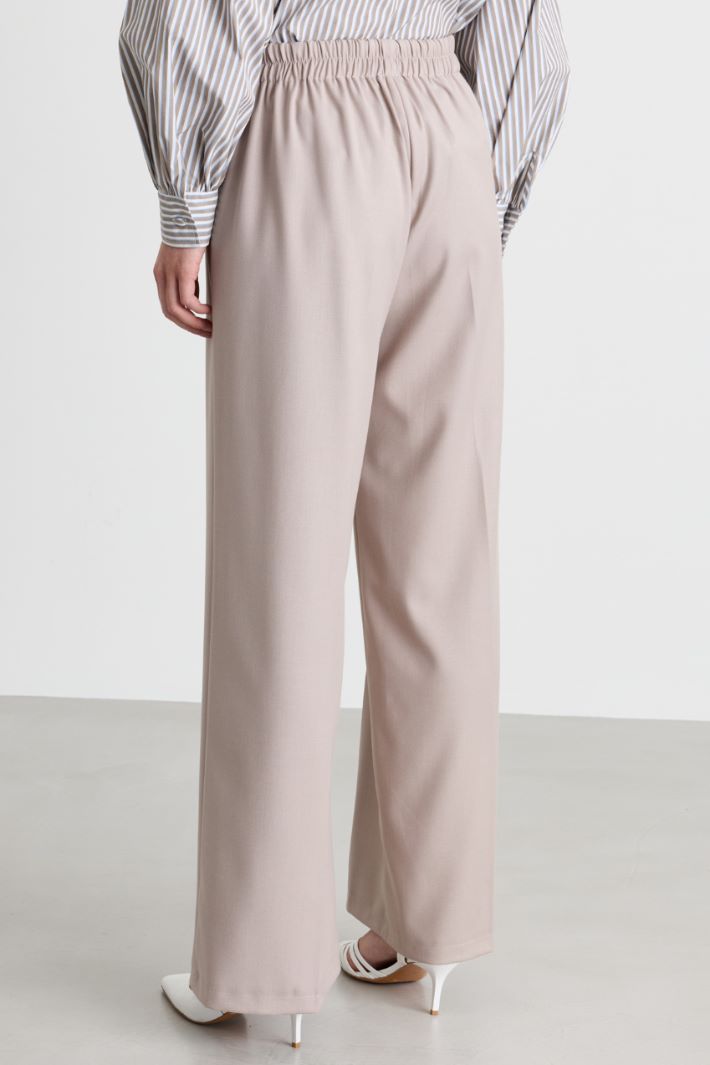 Stretch flannel trousers - BEIGE - Intrend - 4