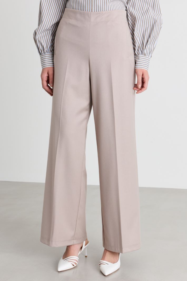 Stretch flannel trousers - BEIGE - Intrend - 2