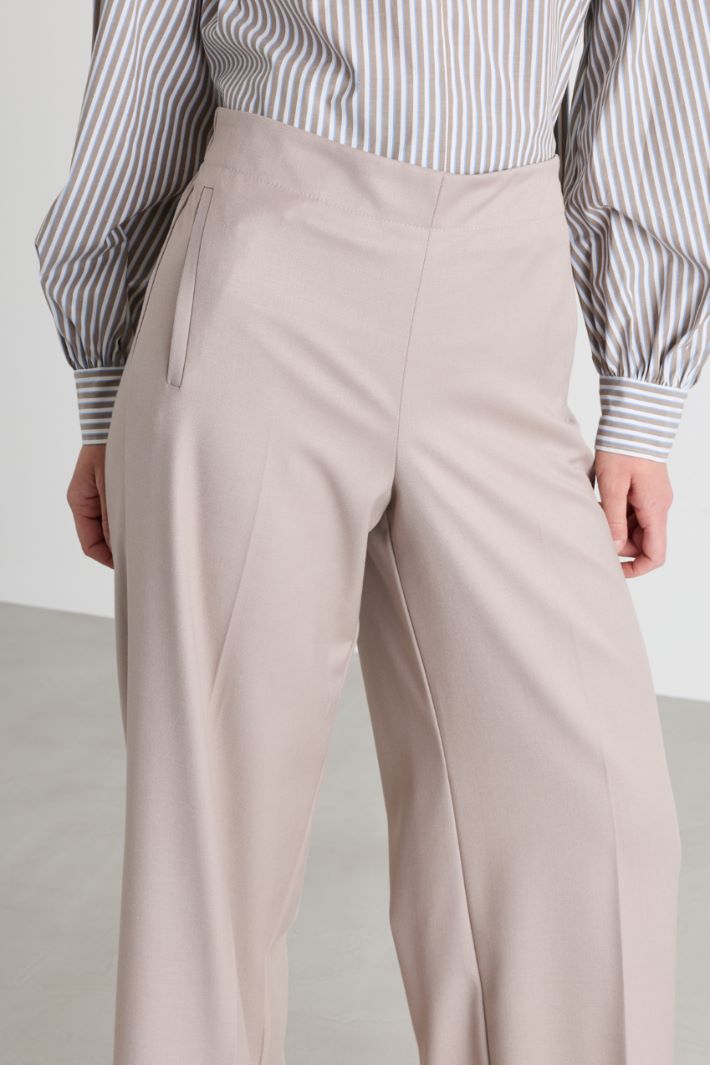 Stretch flannel trousers - BEIGE - Intrend - 3