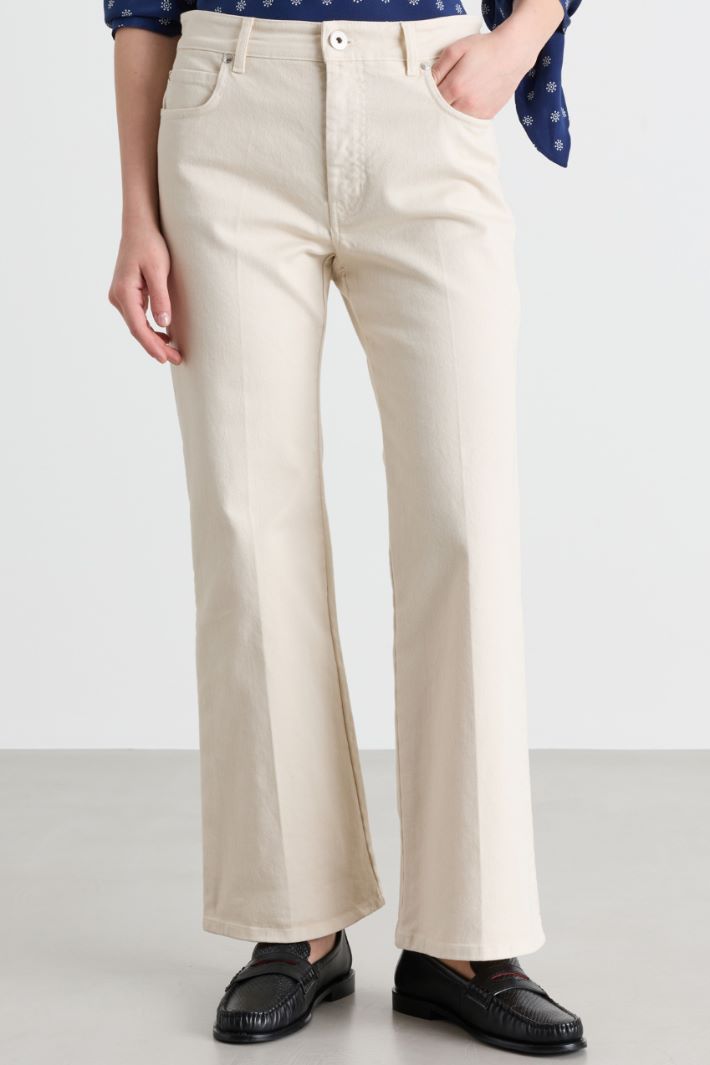 Flared Bull Denim Jeans - WHITE - Intrend - 2