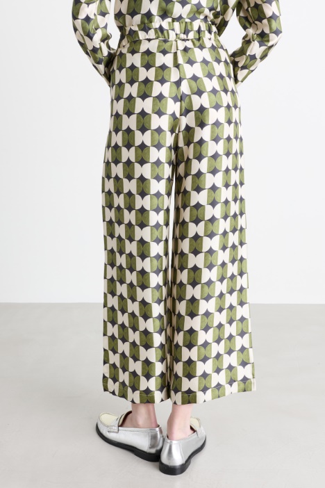 Pantalone in twill di seta stampata