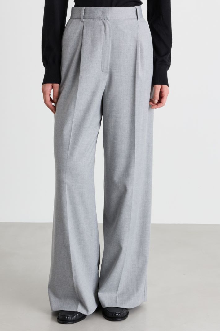 Pinstripe wide-leg trousers - GREY - Intrend - 2