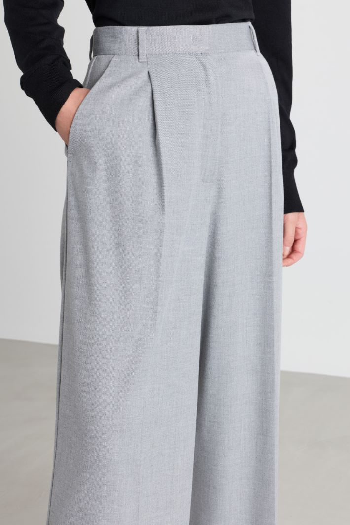 Pinstripe wide-leg trousers - GREY - Intrend - 3