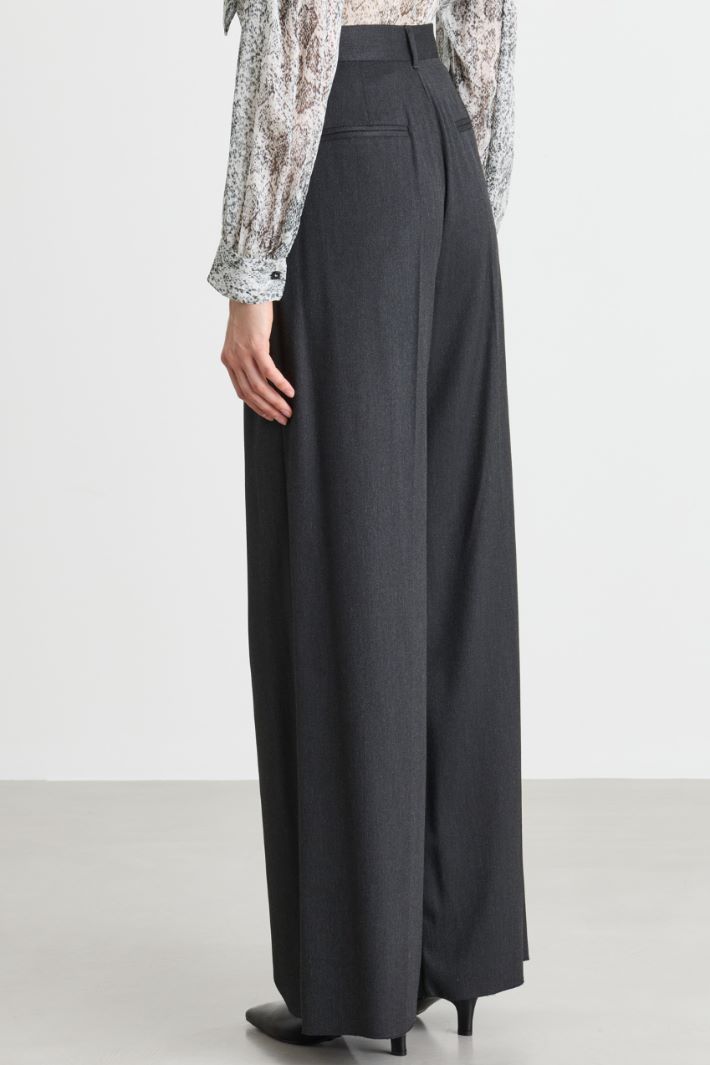 Pinstripe wide-leg trousers - GREY - Intrend - 4
