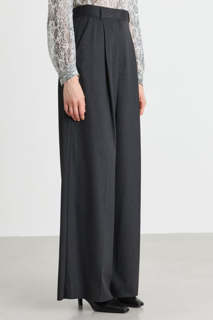Pinstripe wide-leg trousers - GREY - Intrend - 2