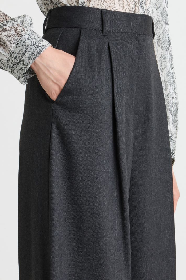 Pinstripe wide-leg trousers - GREY - Intrend - 3