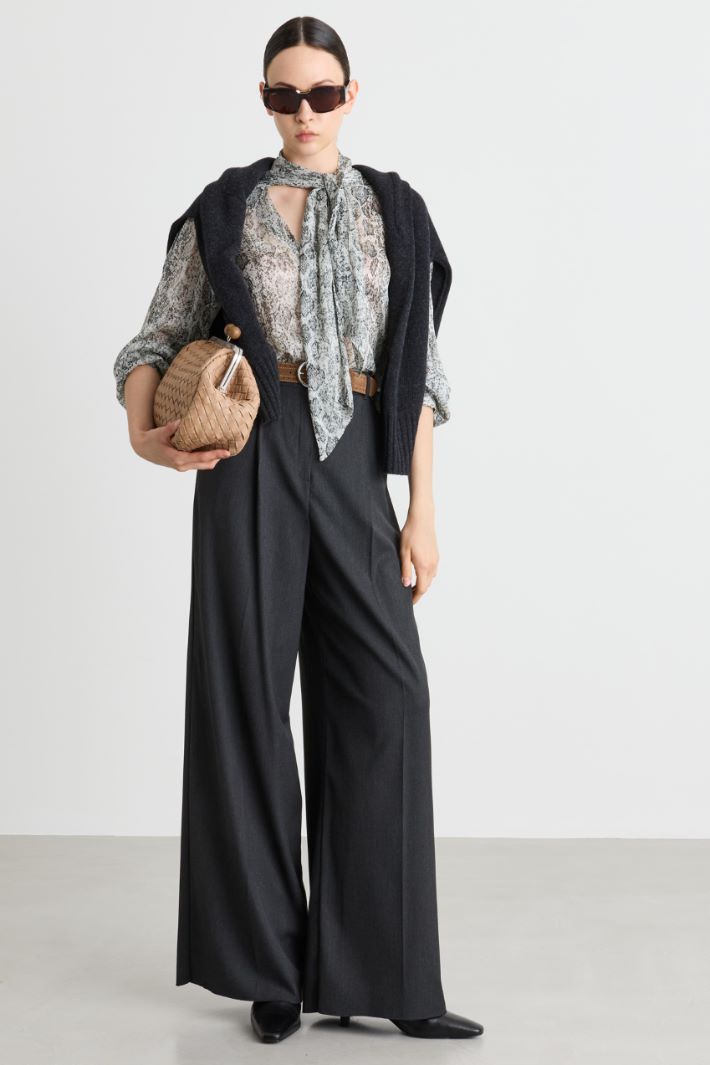 Pinstripe wide-leg trousers - GREY - Intrend