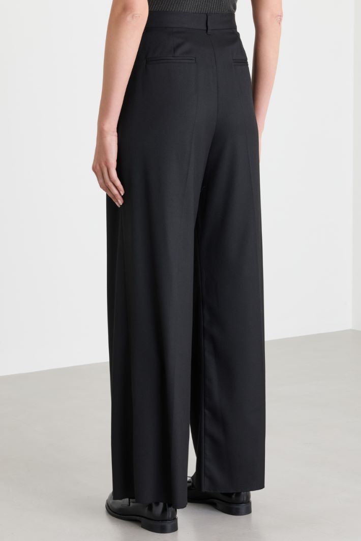 Pinstripe wide-leg trousers - BLACK - Intrend - 4