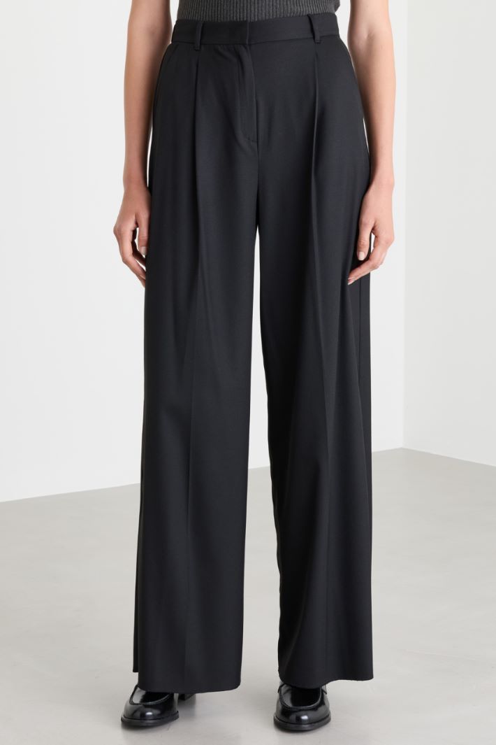 Pinstripe wide-leg trousers - BLACK - Intrend - 2