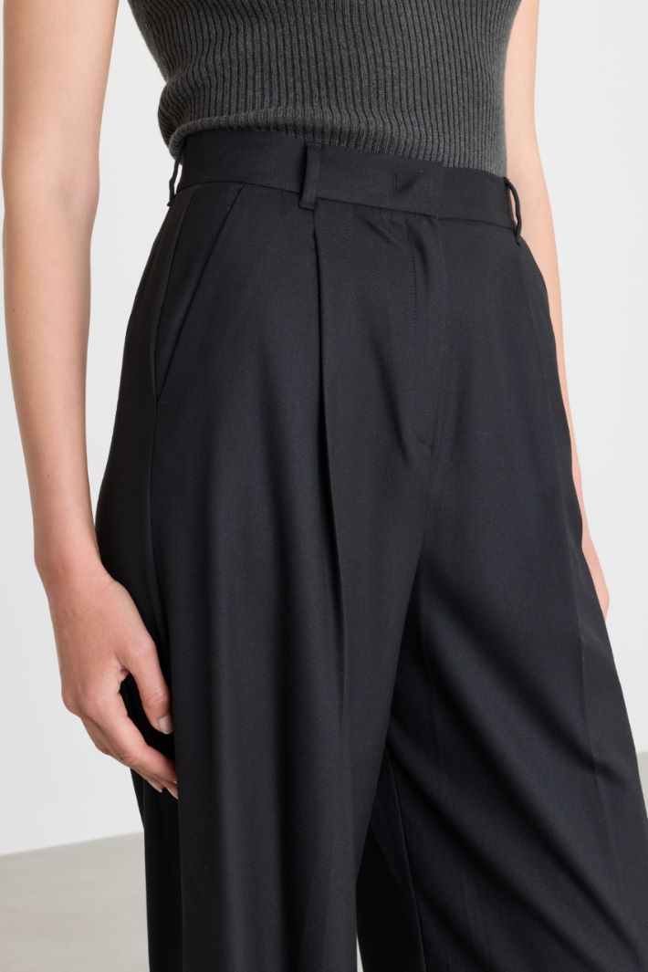 Pinstripe wide-leg trousers - BLACK - Intrend - 3