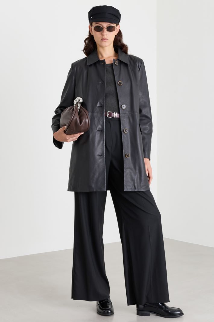Pinstripe wide-leg trousers - BLACK - Intrend