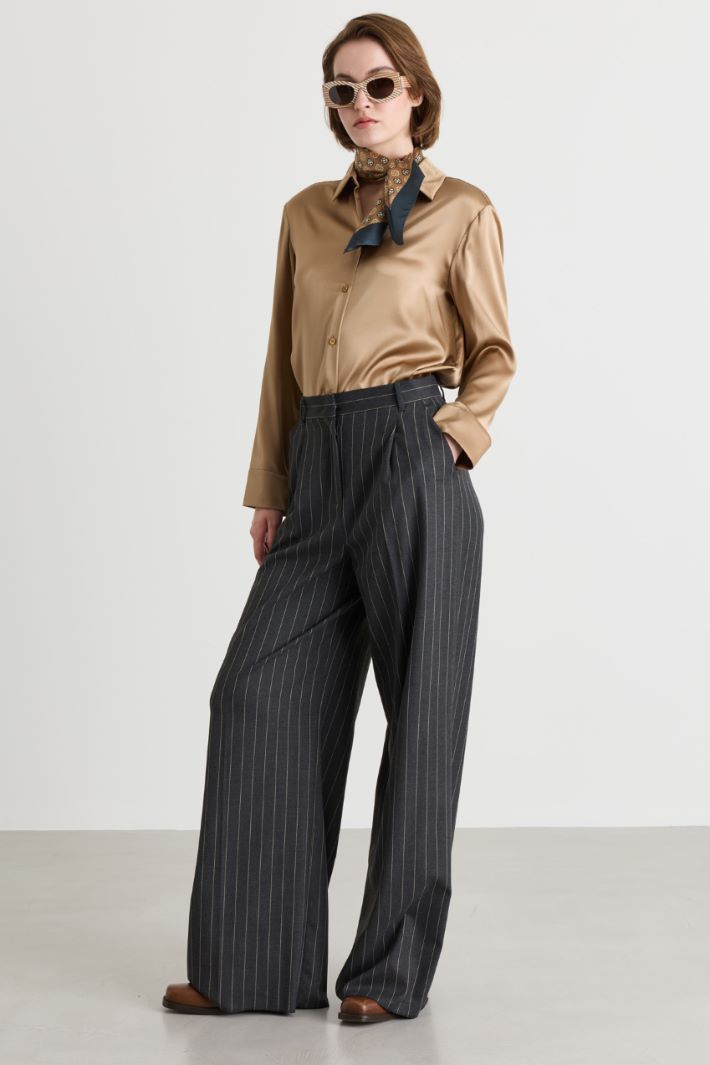 Pinstripe wide-leg trousers - GREY - Intrend