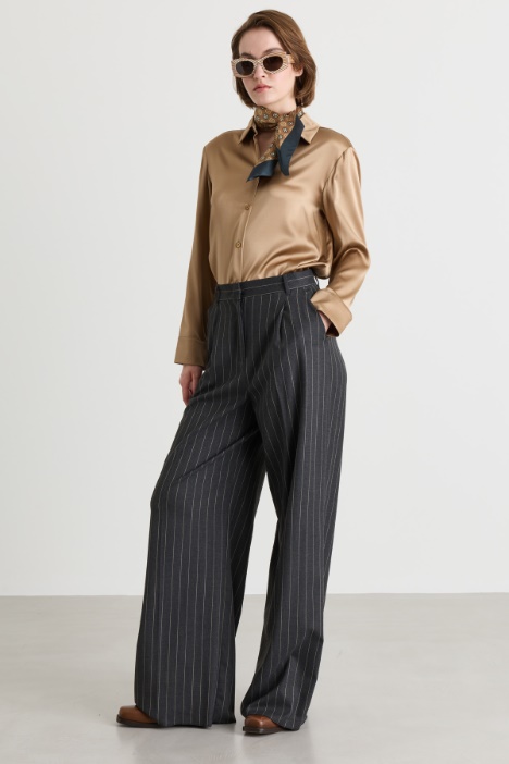 Pinstripe wide-leg trousers - Intrend
