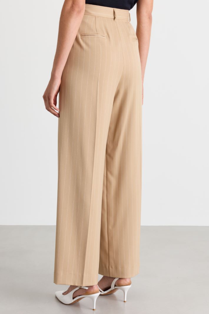 Pinstripe wide-leg trousers - CAMEL - Intrend - 4