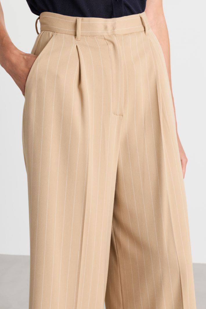 Pinstripe wide-leg trousers - CAMEL - Intrend - 3