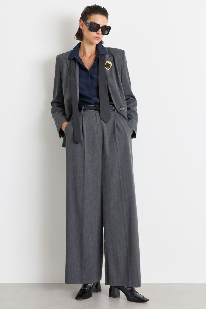 Pinstripe wide-leg trousers - GREY - Intrend