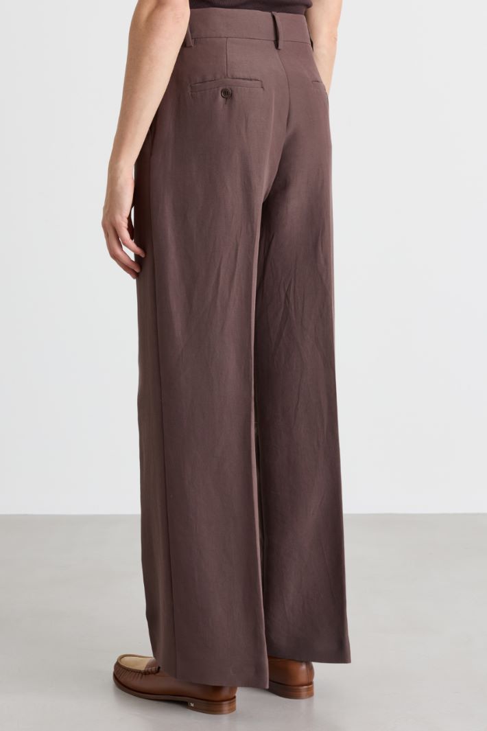 Double-faced palazzo trousers - BROWN - Intrend - 4
