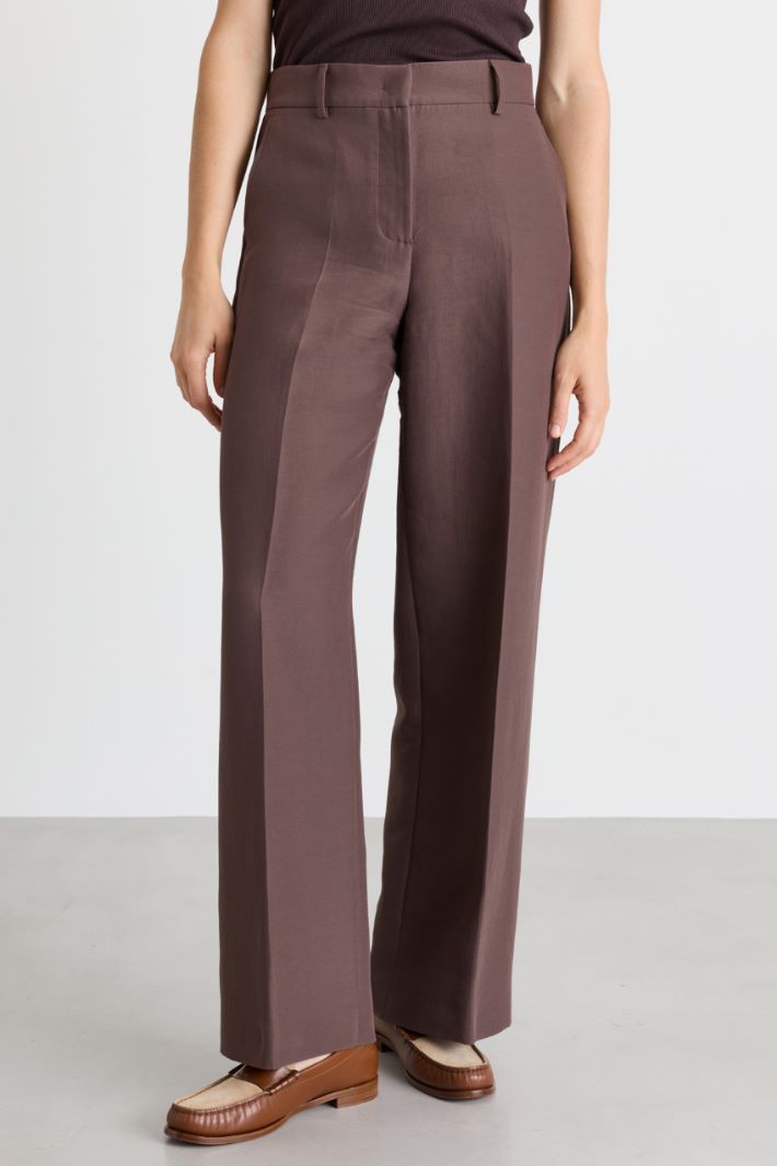 Double-faced palazzo trousers - BROWN - Intrend - 2