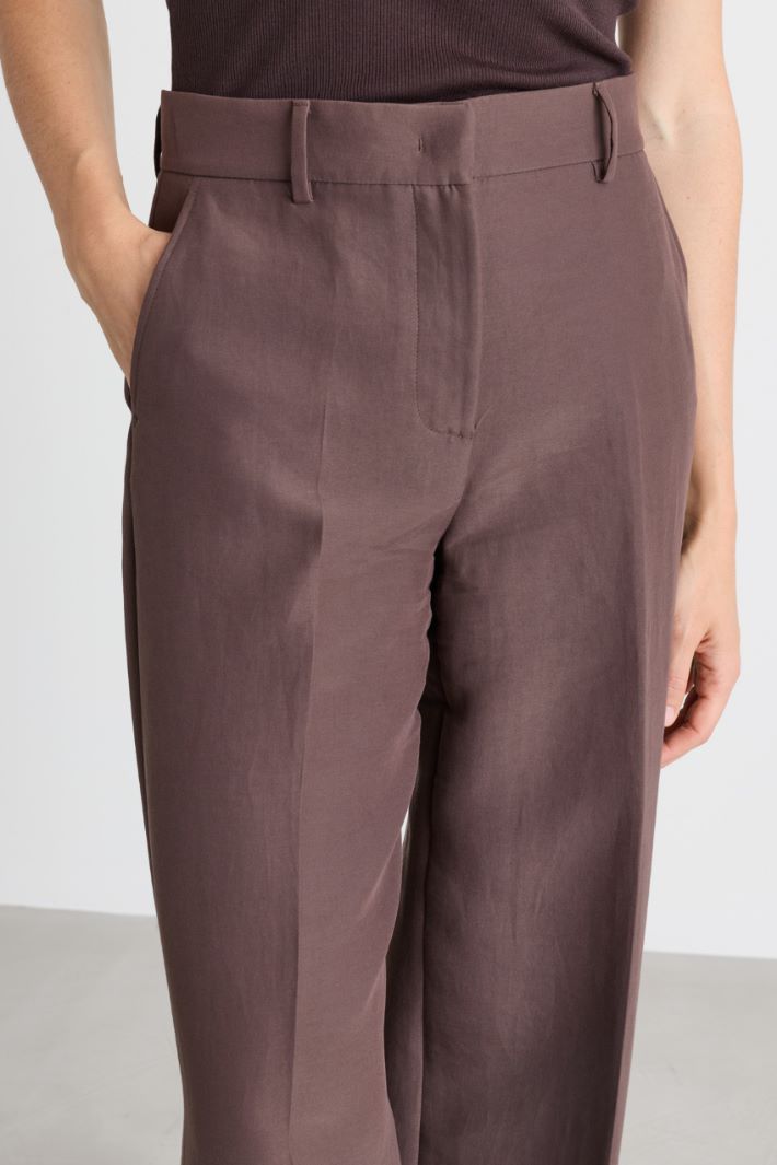Double-faced palazzo trousers - BROWN - Intrend - 3