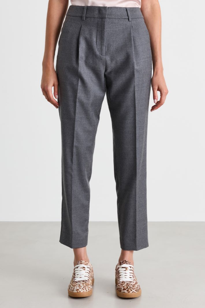 Flannel cigarette trousers - GREY - Intrend - 2