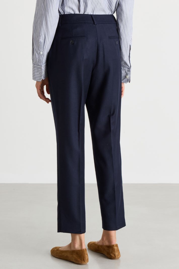 Flannel cigarette trousers - BLUE - Intrend - 4