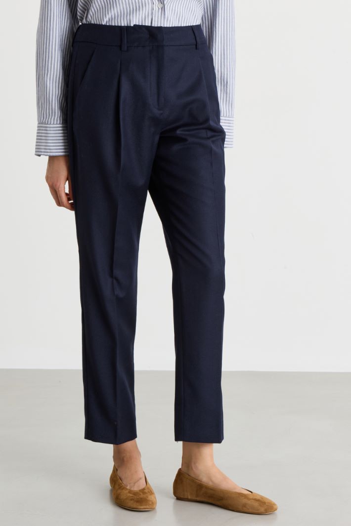 Flannel cigarette trousers - BLUE - Intrend - 2