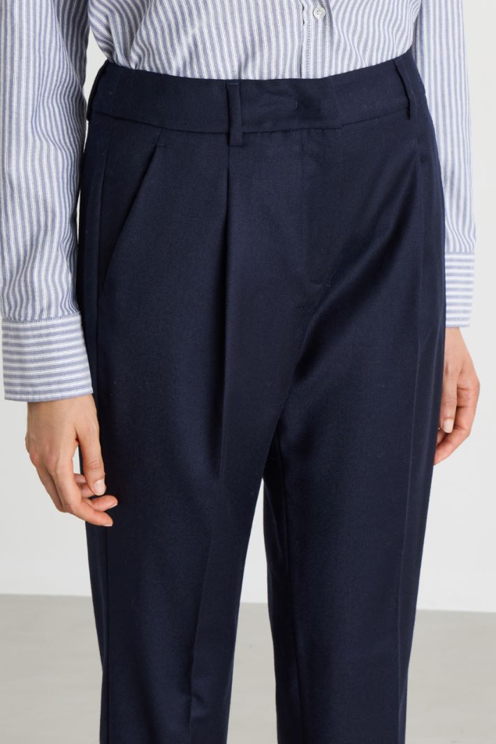 Flannel cigarette trousers - BLUE - Intrend - 3
