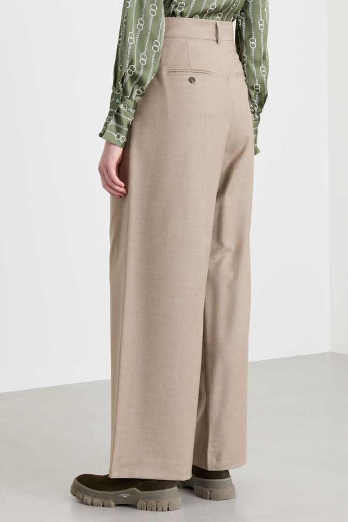Flannel palazzo trousers - BEIGE - Intrend - 4