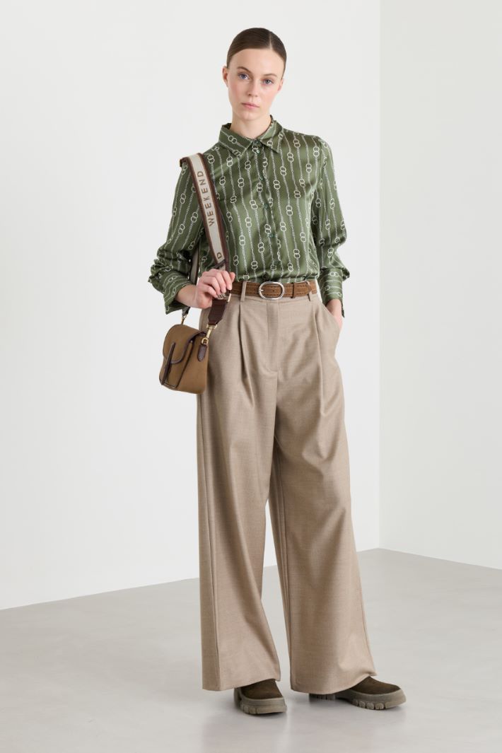 Flannel palazzo trousers - BEIGE - Intrend