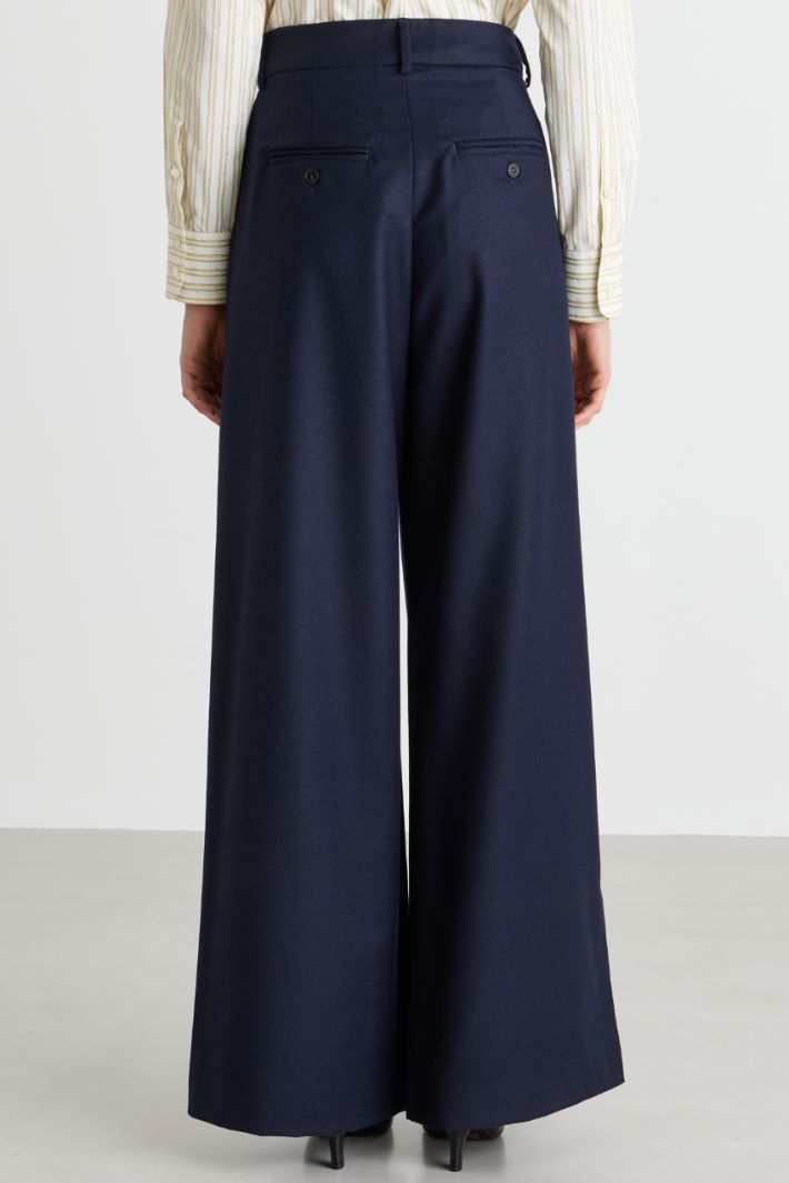 Flannel palazzo trousers - BLUE - Intrend - 4